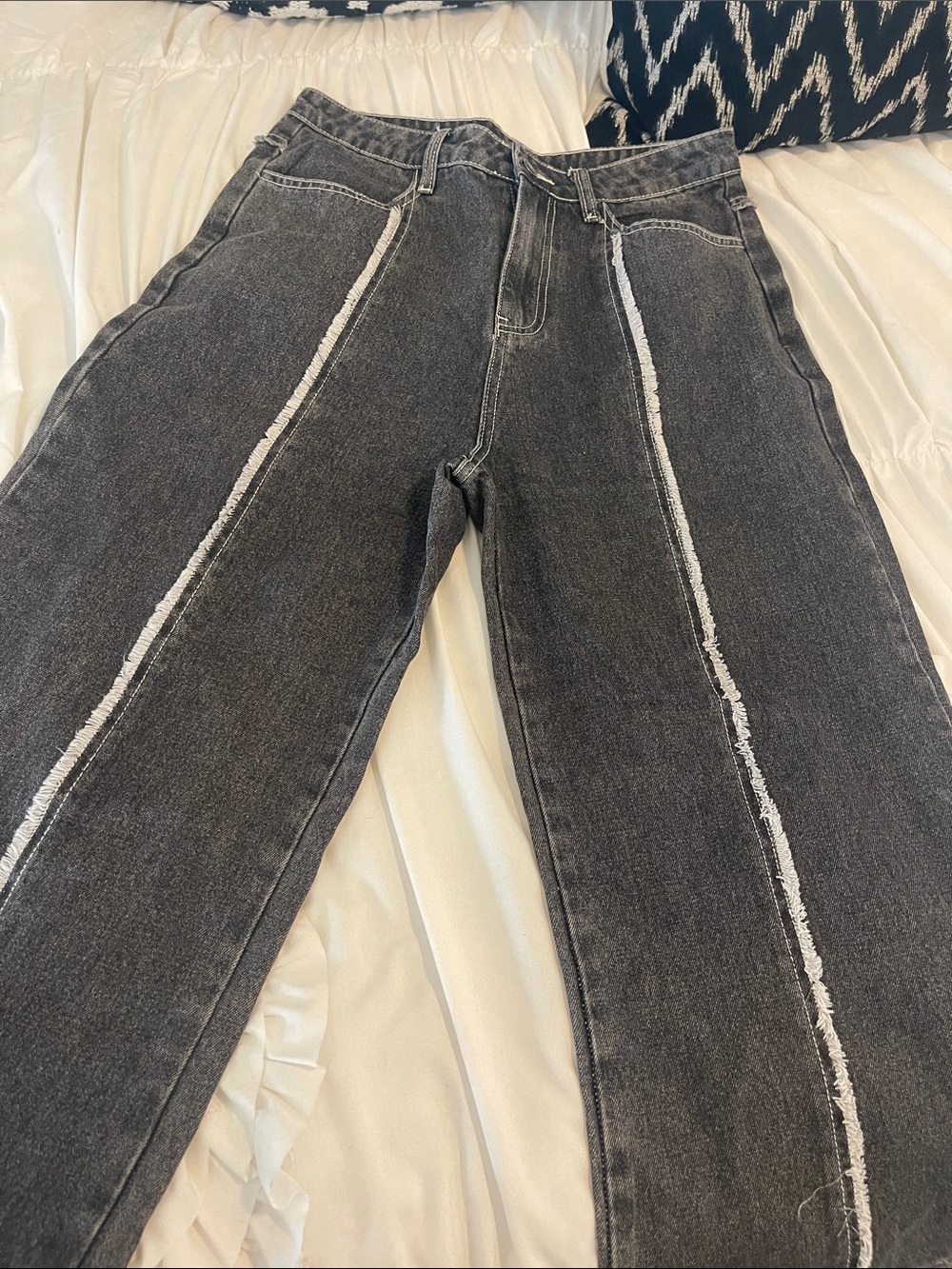 So Me Black Washed Jeans with Contrast Seams